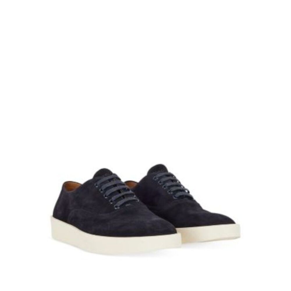 BOSS Womens Navy Oxford Clay Tenn Sd Toe Platform Leather Sneakers Shoes 42